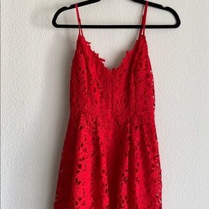Red midi dress